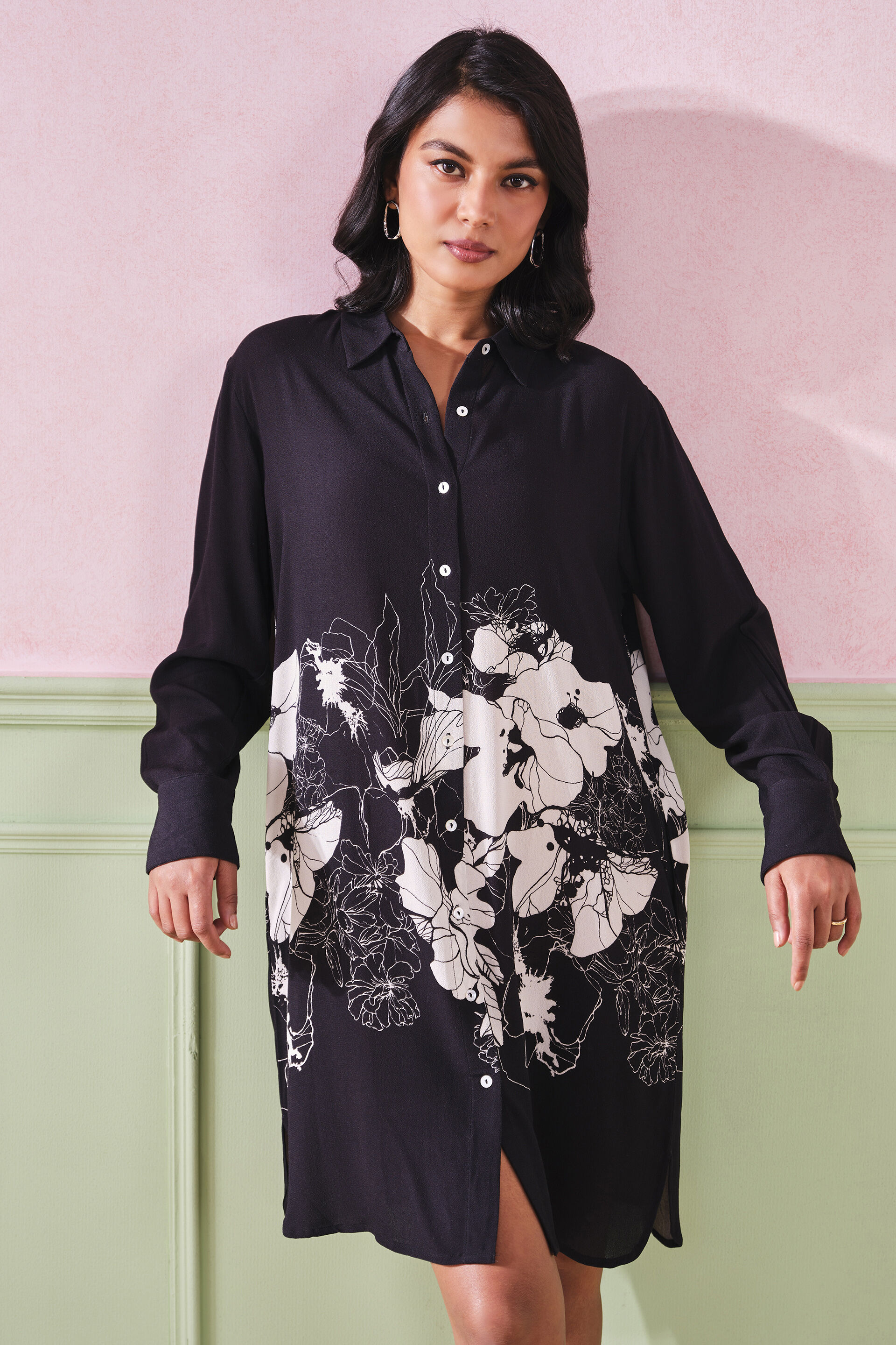 Lily Popover Viscose Dress, Black, image 1